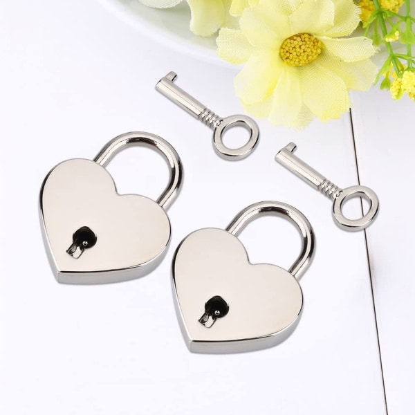 Hjerteformet hengelås Heart Love Flat Lock med nøkkel til Valentine