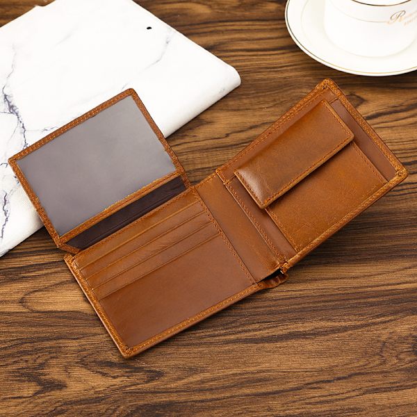Lærpung for menn og kvinner - Flat Design-men's wallet（Brow