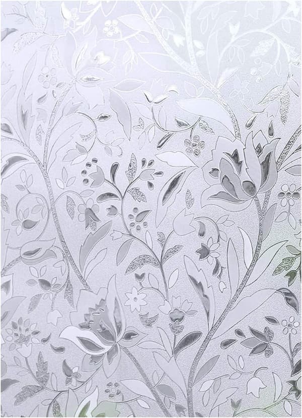 45x200cm - Opaque Tulip Pattern Non-Adhesive Decorative Window F
