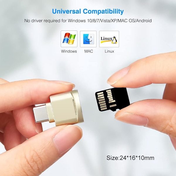 TF-kortläsare, USB-C till TF-kortläsare, typ C OTG TF-minneskortläsare