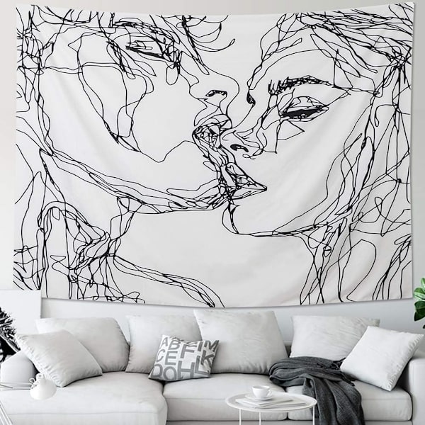 Mies ja nainen sydän sydämelle abstrakti luonnos seinävaate (200cmX150cm)