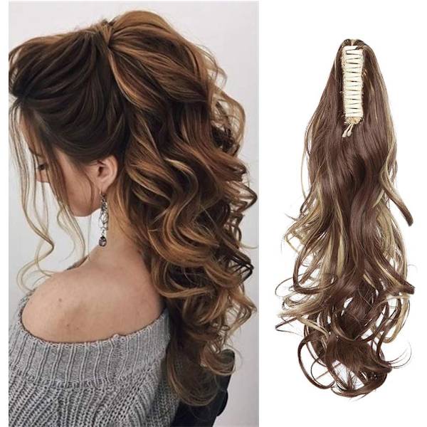 One Piece Ponytail Paryk (ca. 55 cm), Bølget Krøllet Ponytail Extension