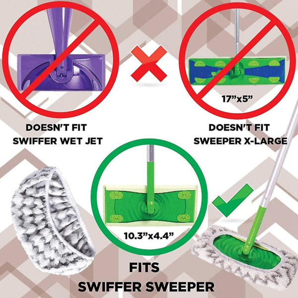 4 stk til Swiffer Sweepe flad moppe klud våd og tør moppe hoved