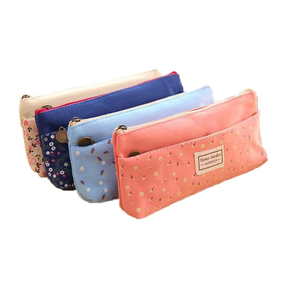 Four-piece light blue, blue, pink and white pencil case 2-cell v