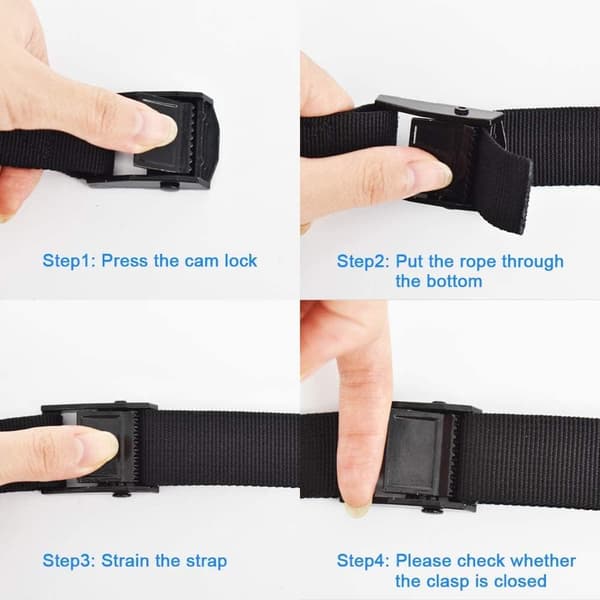 4 surringsstropper 1m med spænde, 25mm strop, sort