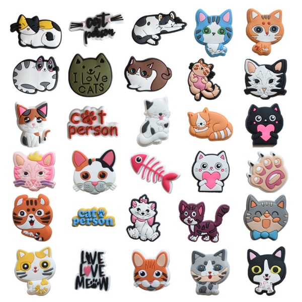 30pcs cat series cat cartoon animal hole shoe shoe buckle PVC sof