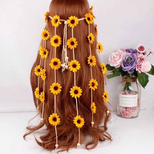 Sunflower Hair Band Hippie Hair Band Flower Crown, Sunflower Bea