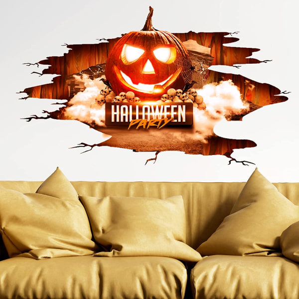 3D Halloween vægdekaler aftagelig, græskar Halloween vægstick