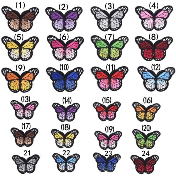 24 deler Butterfly Brodery Butterfly Iron-on Patch Butterfly