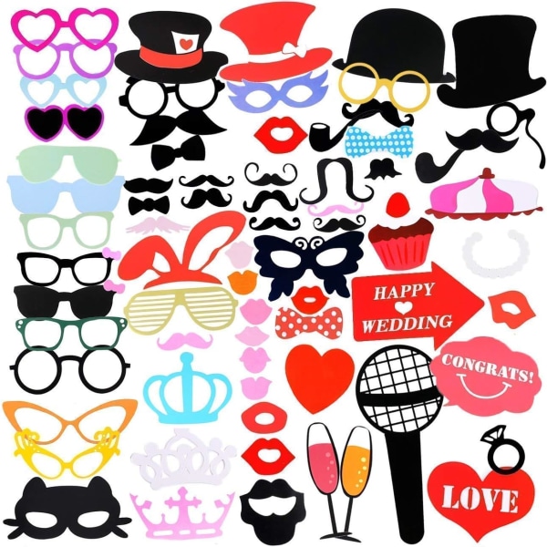 Photo Booth Props, 75pcs Masquerade Photo Props Lip/Glasses/Tie/C