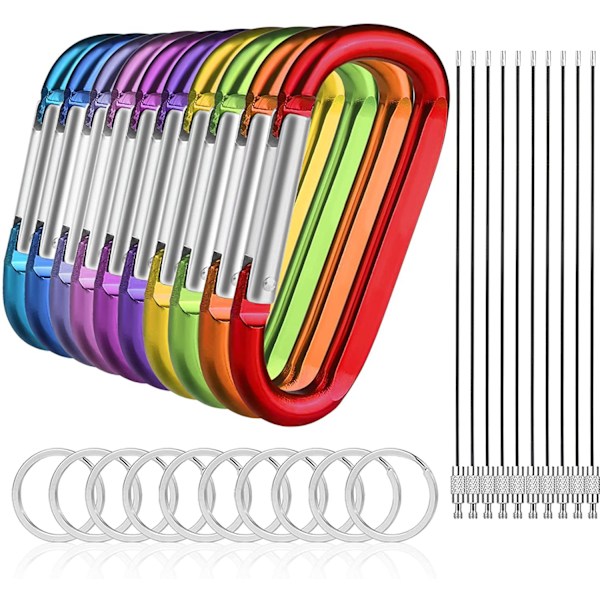 10-pack karbinhakar, 3,2\" aluminium karbinhake nyckelring D