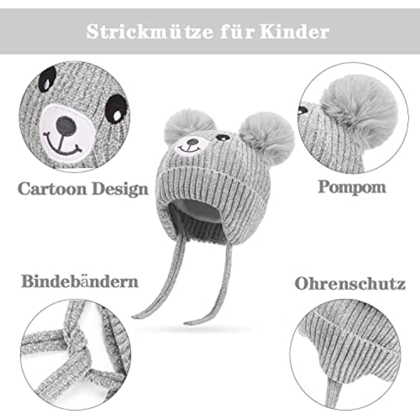 Strikkede babyhue til efterår og vinter - sød hue med ører