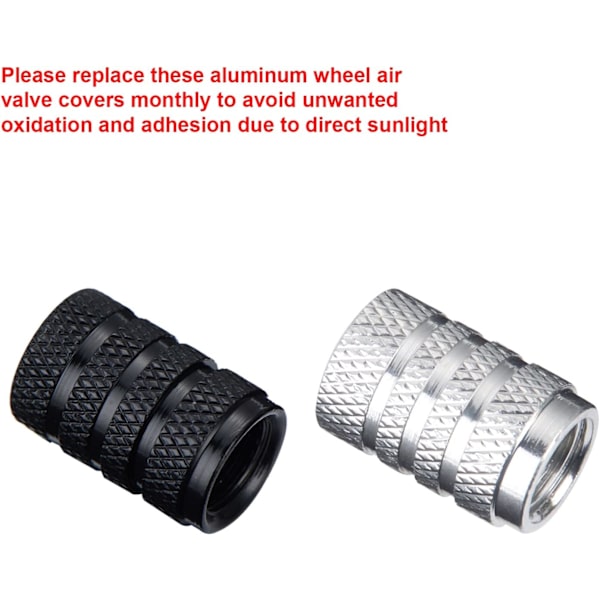 8 stk. aluminiumsdækventilhætter bildæk støvhætte (sort og