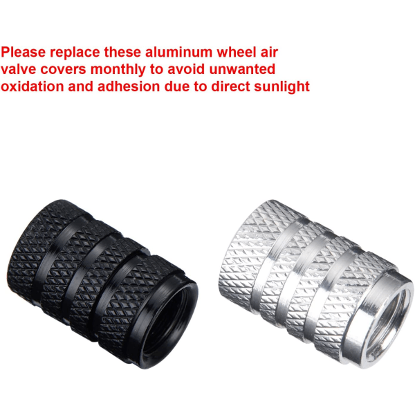 8 stykker aluminiumsdækventilkapper til bilhjulstøvhætter (sort og