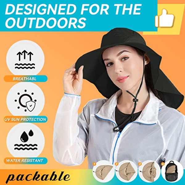 Unisex utendørs hatter Solbeskyttelse Wide Rim Fishing Hat Nec