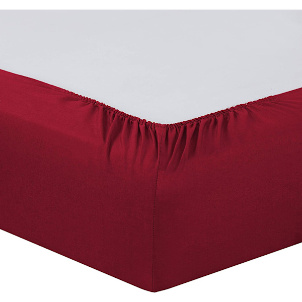 Sengesett 140 x 200 cm - Farge: rød 4 elastiske hjørner