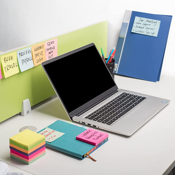 6 Lyse Farvede Sticky Notes, 100 Ark/Blok, Klæbende Problem Er Im