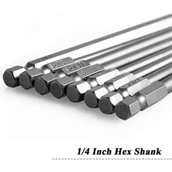 11-osainen 100 mm:n pituinen Torx-ruuvimeisselisarja, 1/4 tuuman kuusiokoloavain