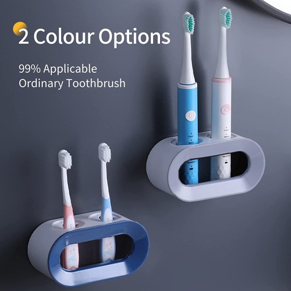 Elektrisk tannbørsteholder sett med 2, veggmontert drenerbar el aaf5 |  Fyndiq