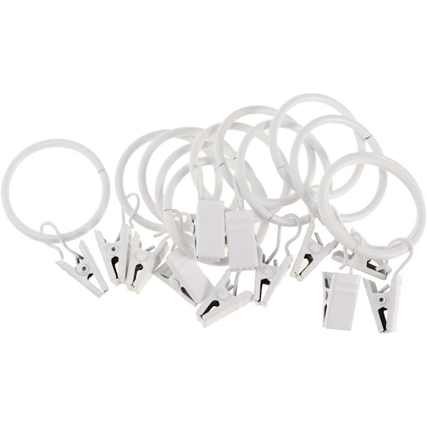 Pakke med 12 ringe med clips til gardiner, dekorativt forhæng i 68c7 Fyndiq