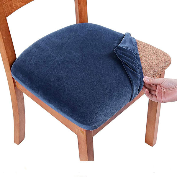 Sammetsstolsöverdrag för matstolar, set om 4, stretchiga matstolsöverdrag