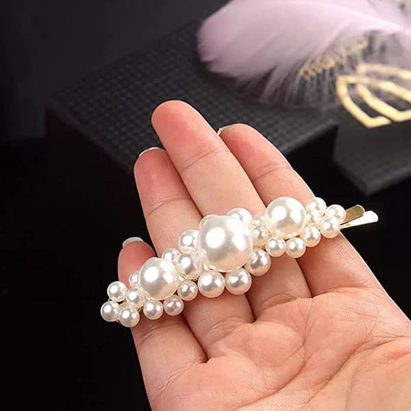 6 perlehårklemmer Elegant perlehår, funklende perlehår