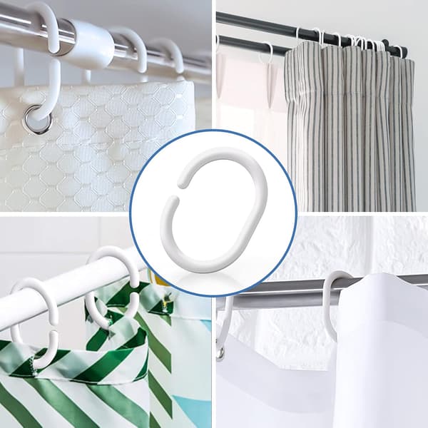 Duschdraperikrokar, 24-pack, C-formad duschdraperikrok av plast