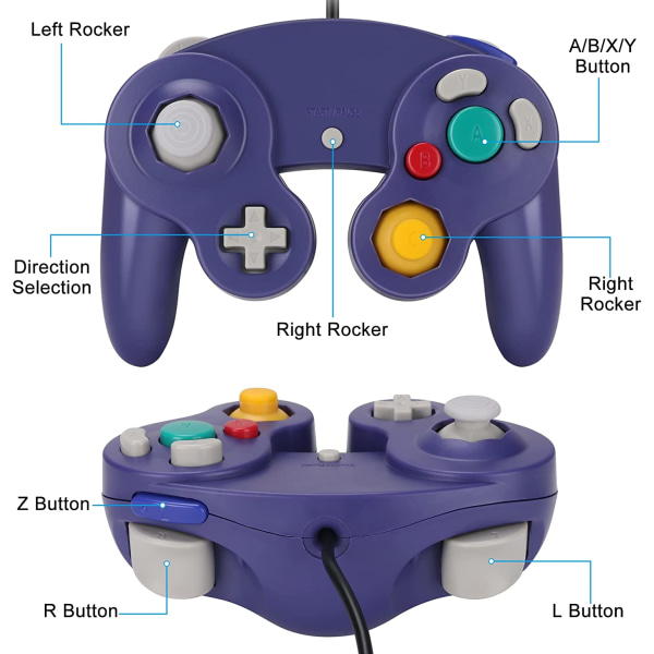 Gamecube Gamepad, 2-pack Klassisk Gamepad med Vibrationsjoystick