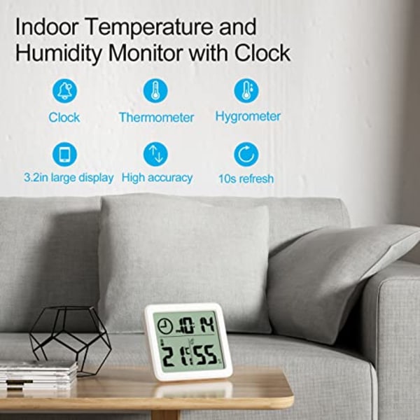 Mini digitalt indendørs termometer, storskærms professionel porta