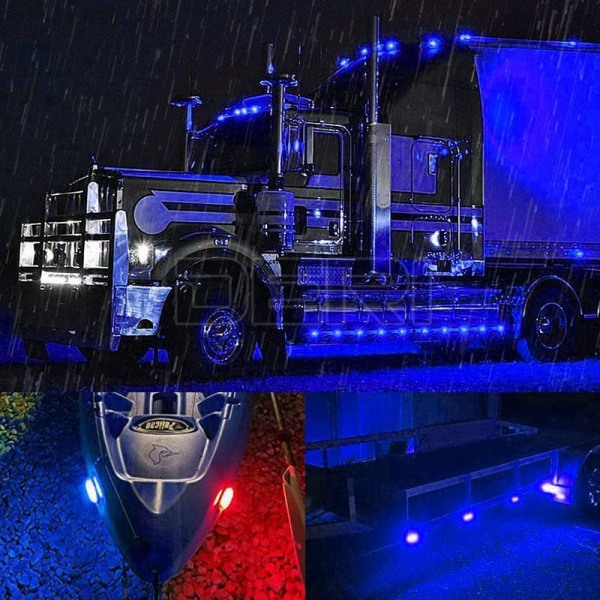 2X 5" blå LED-sidemarkeringsafstandslampe Light Boat Truck T