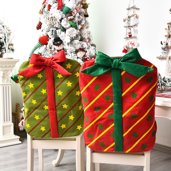 3 st julstolar ryggstöd överdrag rosett presentpaket design Chri