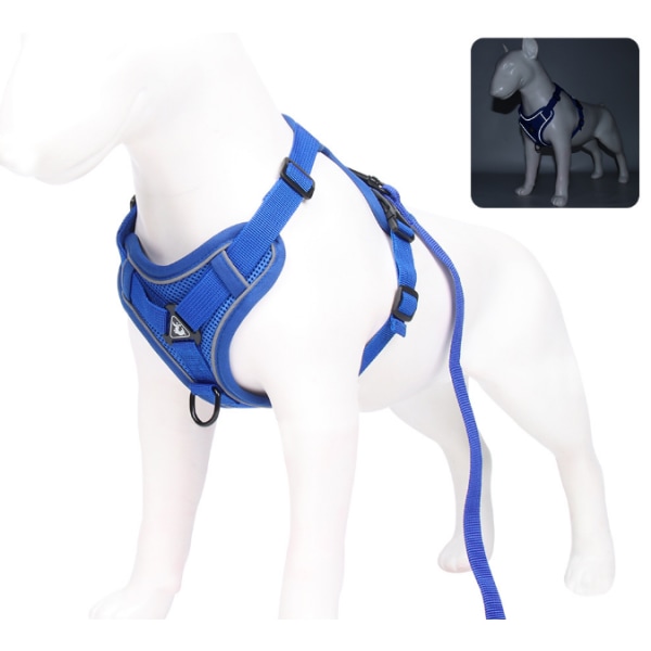 Blue, S-True Love Dog Harness No Front Zipper Clip Vest Adjustab