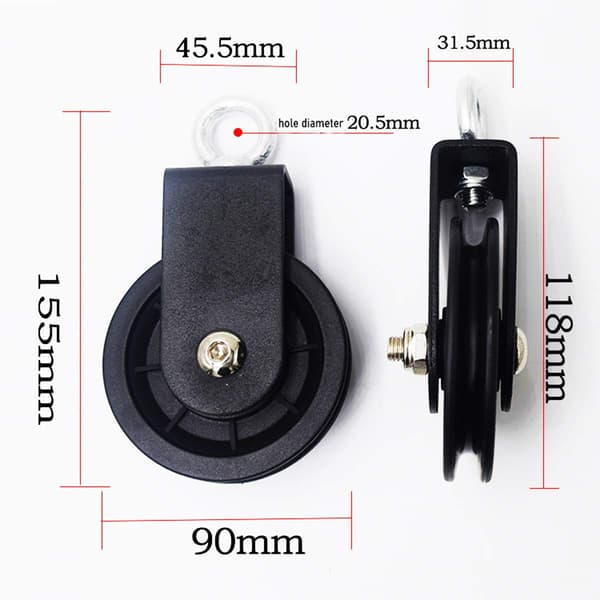 2PCS-Swivel Pulley Block, Single Pulley Block med U-Mount Brack