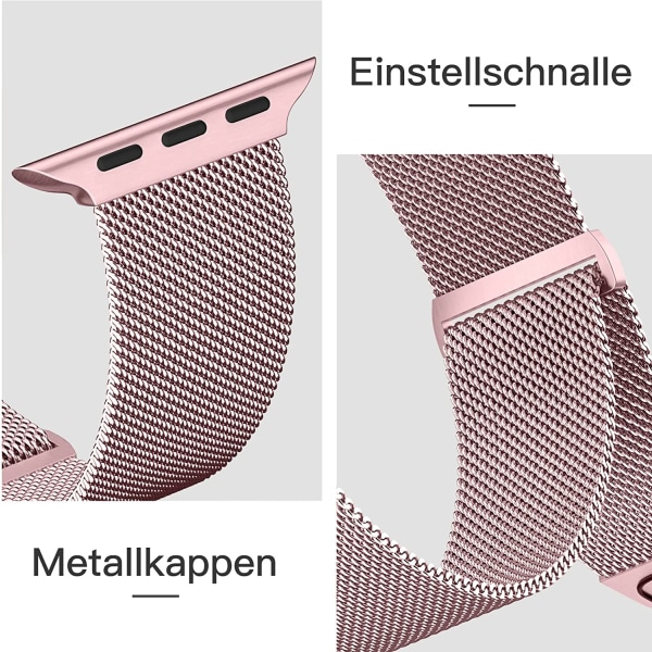 Kulta/vaaleanpunainen metalliranneke yhteensopiva Apple Watch -rannekkeen kanssa 40mm 38m