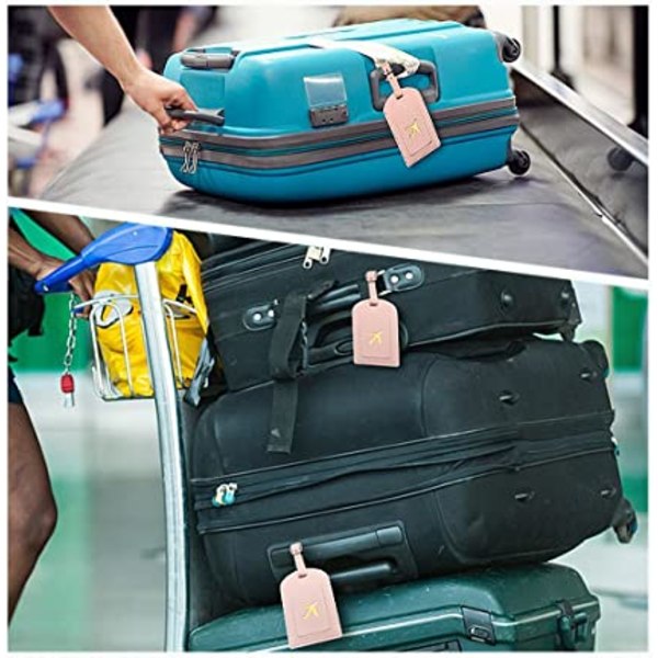 2 bagasjemerker Passkoffert (rosa), 1 passkoffert og 1 lugga
