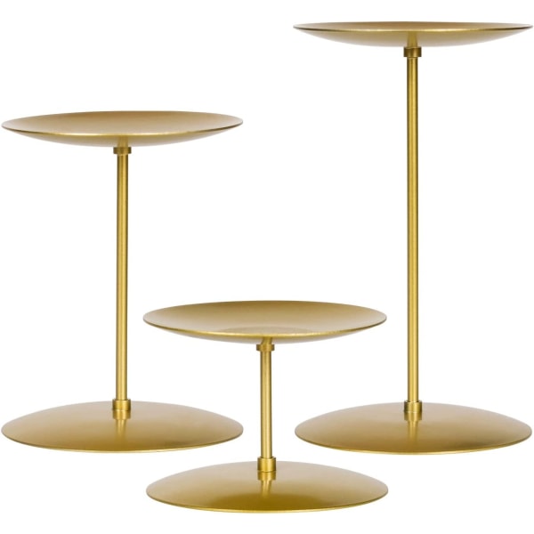 Gull lysholdere sett med 3 kandelaber med jern-3,5" diameter