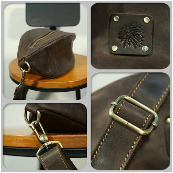 Ruskea Vintage-New Crazy Horse nahkainen Rugby-laukku miehille Vintage vino