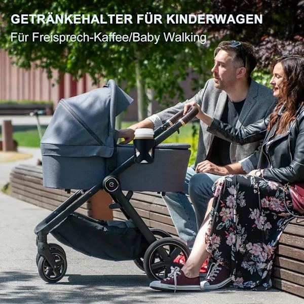 En grå universel flaskeholder er anvendelig til cykler, barnevogne
