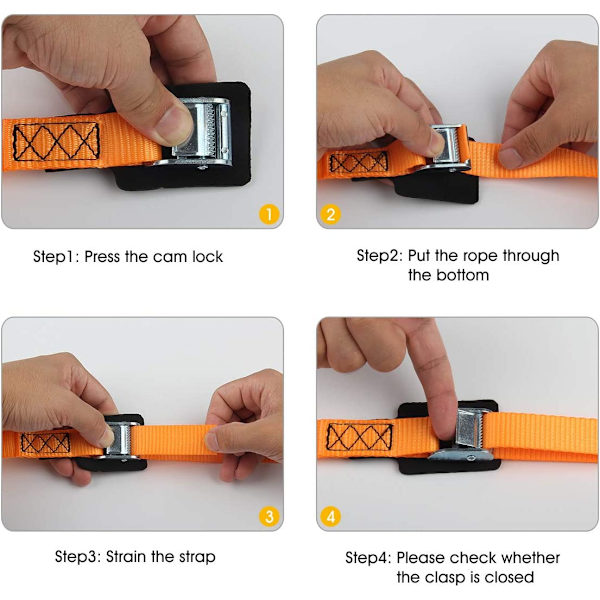 (2-pak) Solid 2,5 cm * 6,1 m Surringsstropp Lastestropp Cargo Tie
