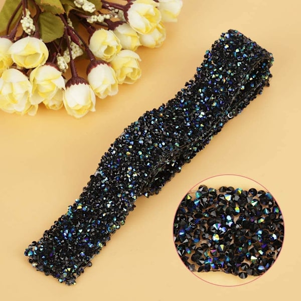 (Svart, 30 mm) Akryl ädelstensband Diamant glitterband Ädelstensnät Bröllopstårta Födelsedagsfester Dekorationsmaterial Hantverksaktiviteter Artiklar 91 cm