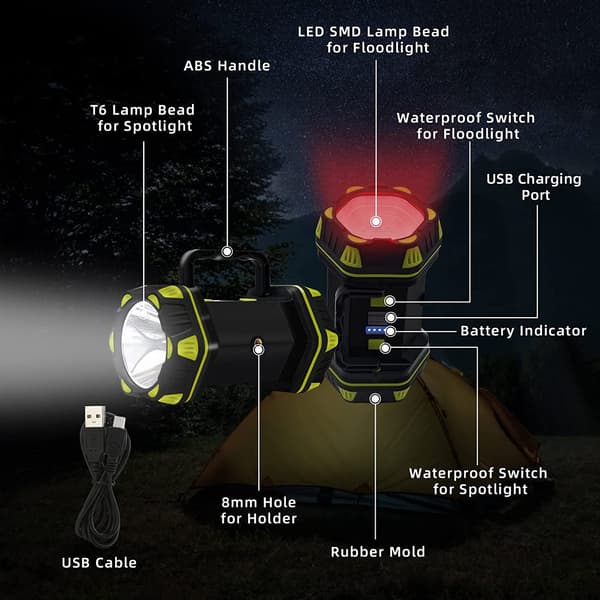 Kraftig oppladbar LED-campinglys med 8 moduser