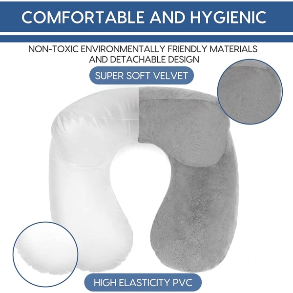 Medelgrå - Uppblåsbar Resepäls Airplanekudde Resep