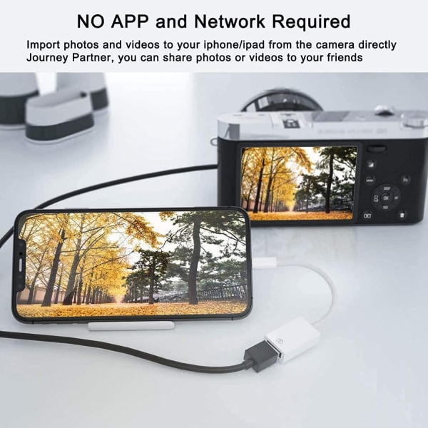 Lightning-kaapeli, USB-sovitin iPhonen kameralle, iOS OTG -kaapelimainos