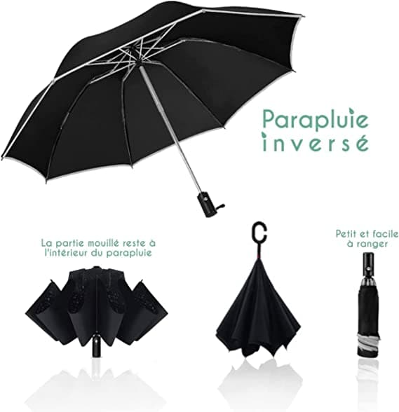 Kompakt Automatisk Inverted Paraply - Vindtåligt Vikbart Paraply