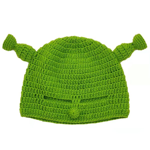 Heltäckande grön hatt, hattar med söta öron, stickad hatt med mask,