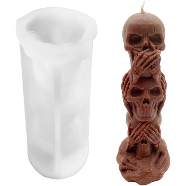 Silikonform för ljus, stor dödskalleform, ljustillverkningsset, ljusform, ljusform för Halloween-ljustillverkning
