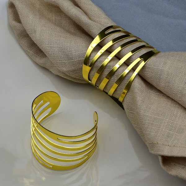 Servietringe og -holdere, 12 stk. (guld) Metal Servietring Serviet
