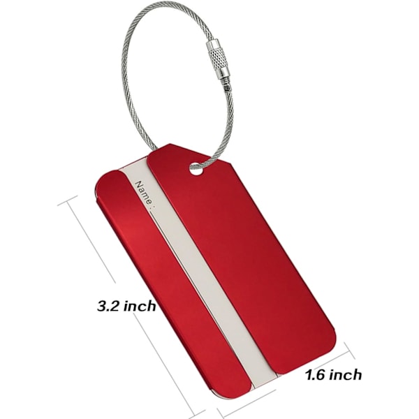 Matkalaukkuetiketit, matkatavaramerkit, alumiini, 5 kpl red