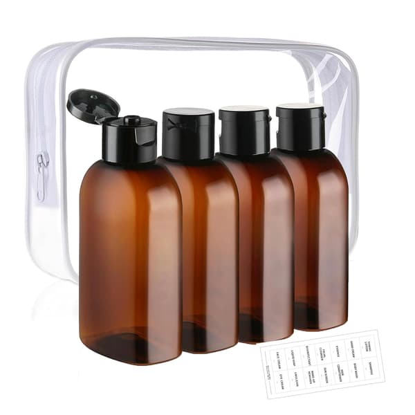 4 stk. Reise Kosmetikk Dispenser Sett (100ml, Brun)