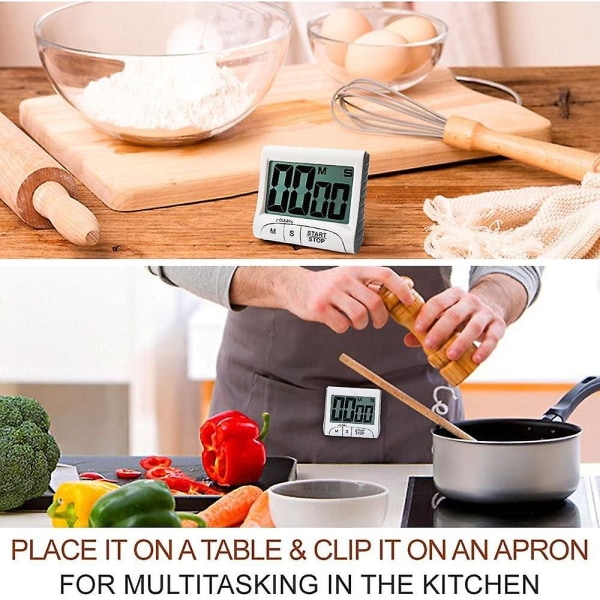 3\" Stort Display Køkken Timer - Digital Timer Magnetisk Bagside